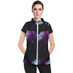 Fractals Spirals Black Colorful Women s Puffer Vest by Celenk