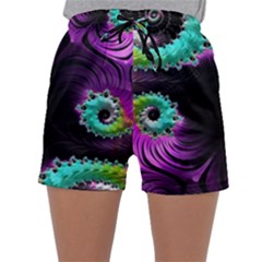 Fractals Spirals Black Colorful Sleepwear Shorts