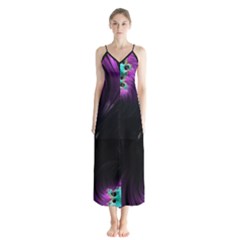 Fractals Spirals Black Colorful Button Up Chiffon Maxi Dress by Celenk