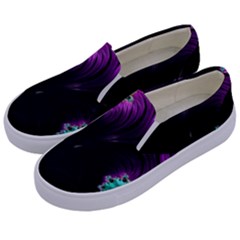 Fractals Spirals Black Colorful Kids  Canvas Slip Ons by Celenk