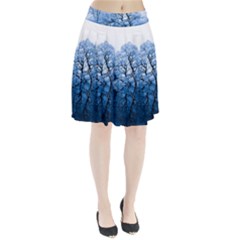 Nature Inspiration Trees Blue Pleated Skirt by Celenk