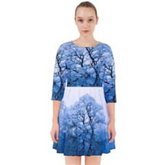 Nature Inspiration Trees Blue Smock Dress by Celenk