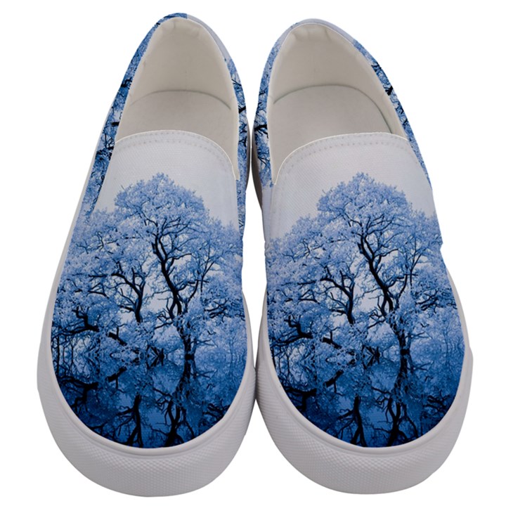 Nature Inspiration Trees Blue Men s Canvas Slip Ons