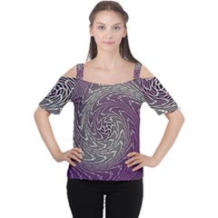 Graphic Abstract Lines Wave Art Cutout Shoulder Tee