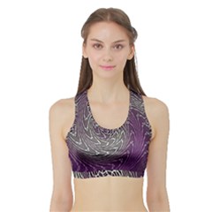 Graphic Abstract Lines Wave Art Sports Bra With Border by Celenk