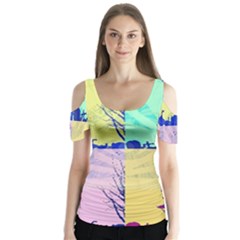 Girlfriend  respect Her   Butterfly Sleeve Cutout Tee 