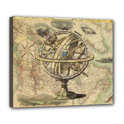 Map Compass Nautical Vintage Deluxe Canvas 24  X 20   by Celenk