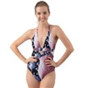 Fractal Art Design Fantasy Science Halter Cut-Out One Piece Swimsuit View1