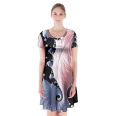 Fractal Art Design Fantasy Science Short Sleeve V-neck Flare Dress by Celenk