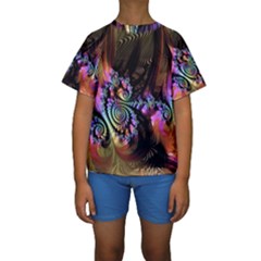 Fractal Colorful Background Kids  Short Sleeve Swimwear by Celenk