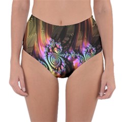 Fractal Colorful Background Reversible High-waist Bikini Bottoms by Celenk