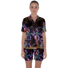 Fractal Colorful Background Satin Short Sleeve Pyjamas Set by Celenk