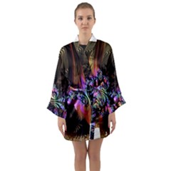 Fractal Colorful Background Long Sleeve Kimono Robe by Celenk