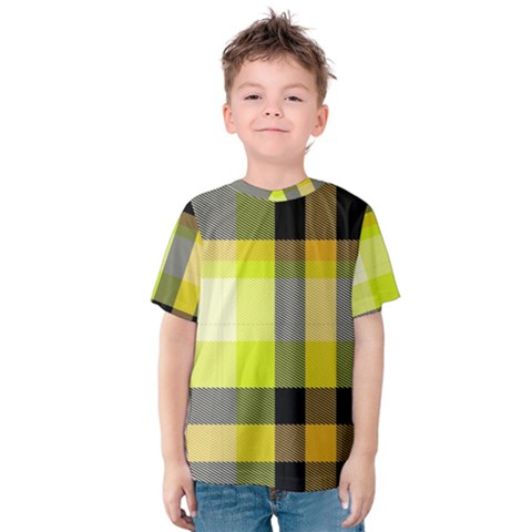 Tartan Abstract Background Pattern Textile 5 Kids  Cotton Tee by Celenk