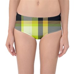 Tartan Abstract Background Pattern Textile 5 Mid-waist Bikini Bottoms by Celenk