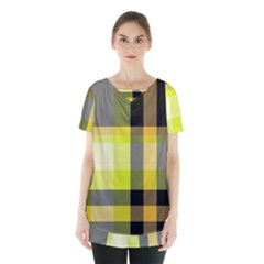 Tartan Abstract Background Pattern Textile 5 Skirt Hem Sports Top by Celenk