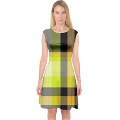 Tartan Abstract Background Pattern Textile 5 Capsleeve Midi Dress by Celenk