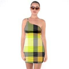 Tartan Abstract Background Pattern Textile 5 One Soulder Bodycon Dress by Celenk