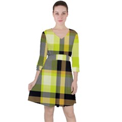 Tartan Abstract Background Pattern Textile 5 Ruffle Dress by Celenk