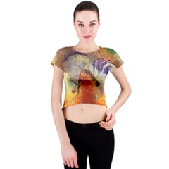 Dirty Dirt Image Spiral Wave Crew Neck Crop Top by Celenk