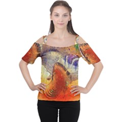 Dirty Dirt Image Spiral Wave Cutout Shoulder Tee