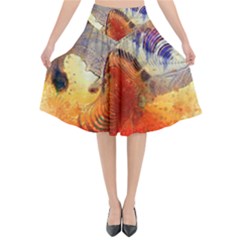 Dirty Dirt Image Spiral Wave Flared Midi Skirt by Celenk