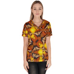 Dancing Butterfly Kaleidoscope Scrub Top by Celenk