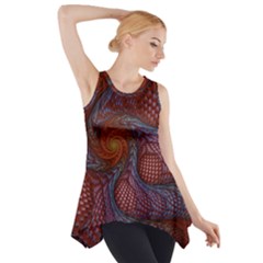 Fractal Red Fractal Art Digital Art Side Drop Tank Tunic by Celenk