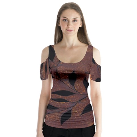 Texture Pattern Background Butterfly Sleeve Cutout Tee  by Celenk