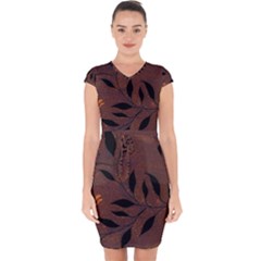 Texture Pattern Background Capsleeve Drawstring Dress 