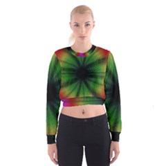 Sunflower Digital Flower Black Hole Cropped Sweatshirt by Celenk