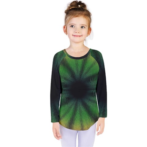 Sunflower Digital Flower Black Hole Kids  Long Sleeve Tee by Celenk