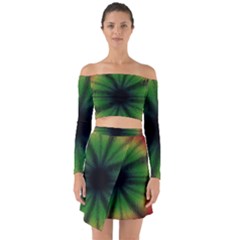 Sunflower Digital Flower Black Hole Off Shoulder Top With Skirt Set by Celenk