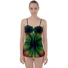 Sunflower Digital Flower Black Hole Babydoll Tankini Set by Celenk