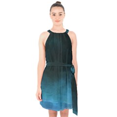 Ombre Halter Collar Waist Tie Chiffon Dress by ValentinaDesign