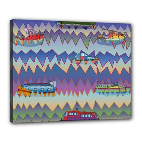 Zig Zag Boats Canvas 20  X 16  by CosmicEsoteric