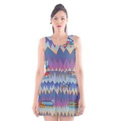 Zig Zag Boats Scoop Neck Skater Dress