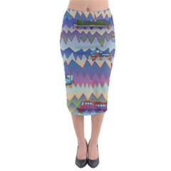 Zig Zag Boats Midi Pencil Skirt by CosmicEsoteric