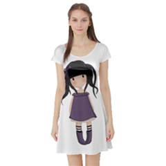 Dolly Girl In Purple Short Sleeve Skater Dress by Valentinaart