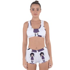 Dolly Girl In Purple Racerback Boyleg Bikini Set by Valentinaart