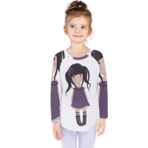 Dolly Girl In Purple Kids  Long Sleeve Tee by Valentinaart