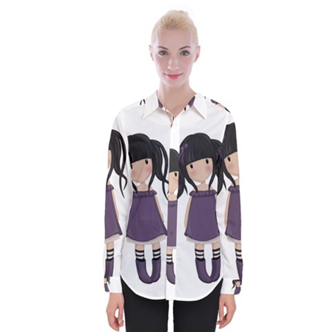 Dolly Girl In Purple Womens Long Sleeve Shirt by Valentinaart