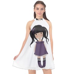 Dolly Girl In Purple Halter Neckline Chiffon Dress  by Valentinaart