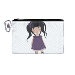 Dolly Girl In Purple Canvas Cosmetic Bag (medium) by Valentinaart