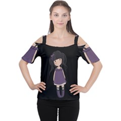 Dolly Girl In Purple Cutout Shoulder Tee