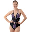 Dolly girl in purple Halter Cut-Out One Piece Swimsuit View1