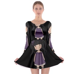 Dolly Girl In Purple Long Sleeve Skater Dress by Valentinaart