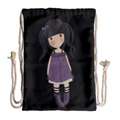 Dolly Girl In Purple Drawstring Bag (large) by Valentinaart