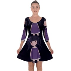 Dolly Girl In Purple Quarter Sleeve Skater Dress