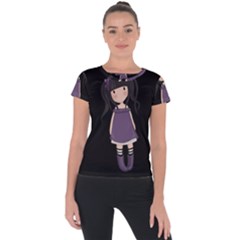 Dolly Girl In Purple Short Sleeve Sports Top  by Valentinaart